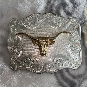 Montana Silversmiths Silver and Gold Longhorn Belt Buckle